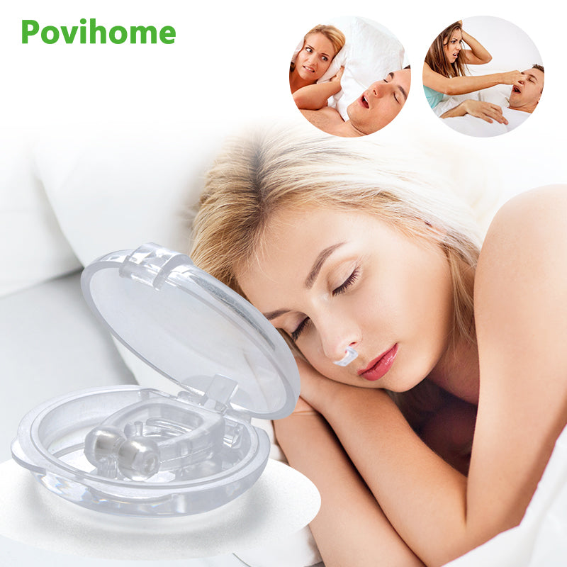 Silicone Magnetic Anti Snore Stop Snoring Nose Clip Sleep Tray Sleeping Aid Apnea Guard Night Device with Case