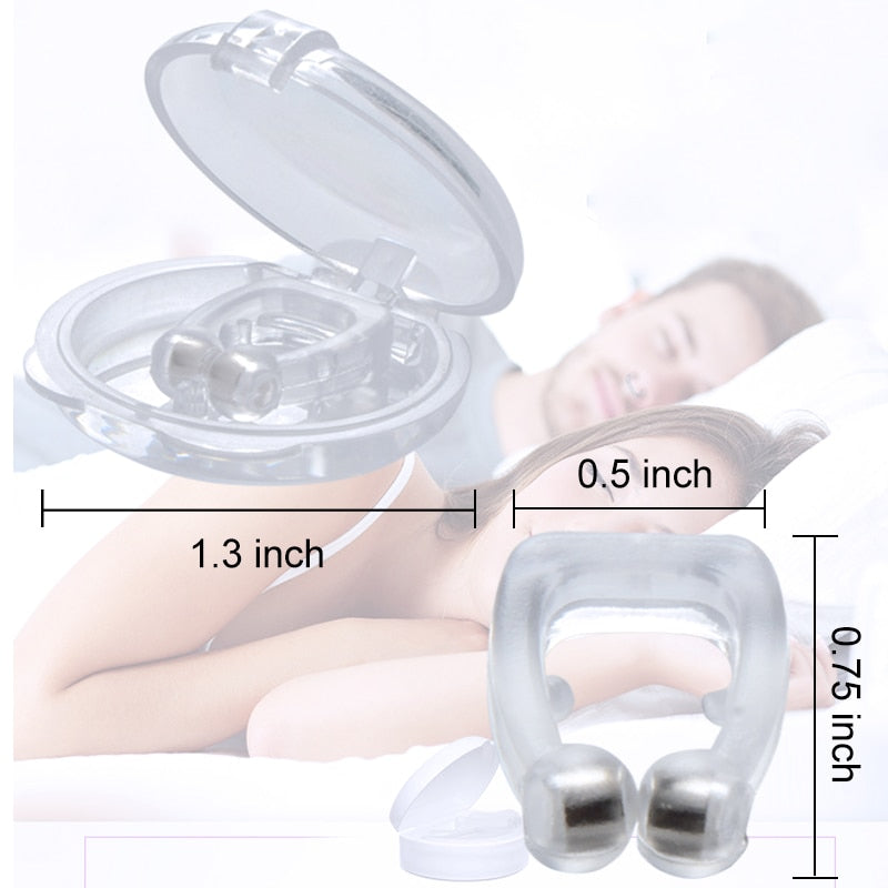 Silicone Magnetic Anti Snore Stop Snoring Nose Clip Sleep Tray Sleeping Aid Apnea Guard Night Device with Case